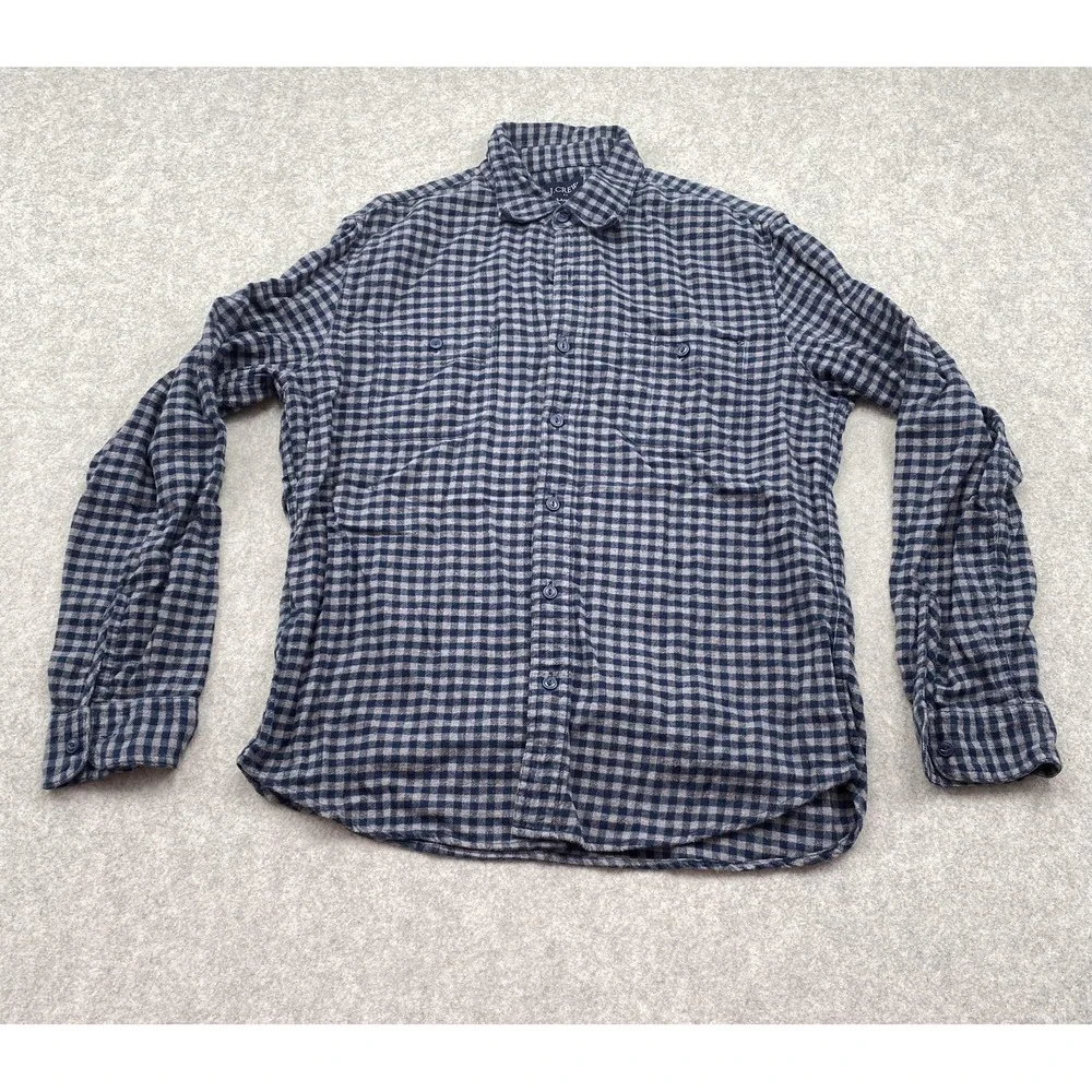 J Crew Shirt Mens Large Blue Check Flannel Button Up Long Sleeve Casual